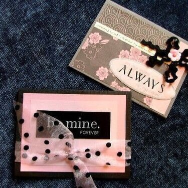 pink and black cards