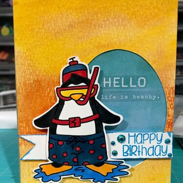 Happy Birthday Penguin July card sketch challenge
