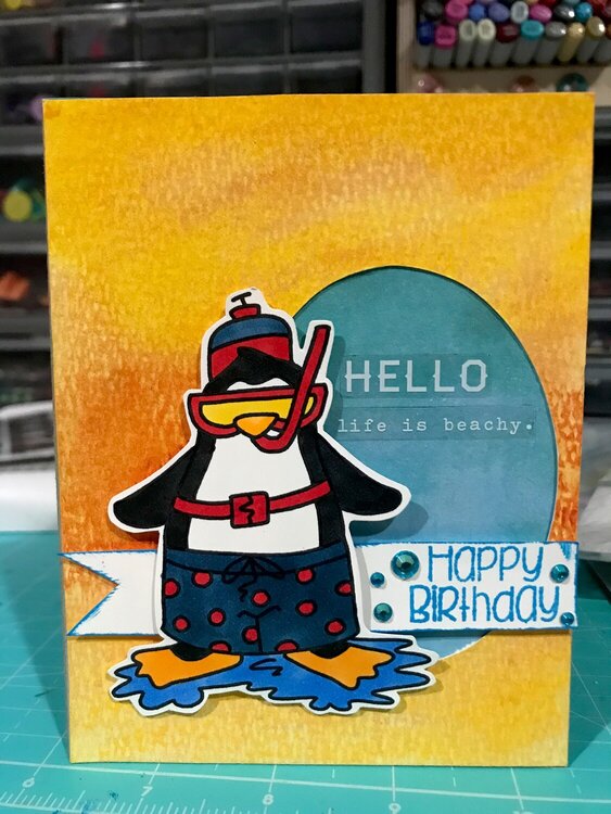 Happy Birthday Penguin July card sketch challenge