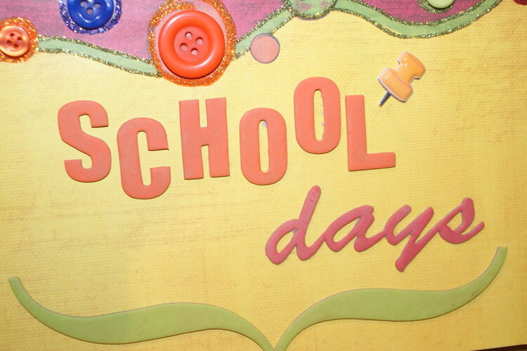 School Days album, up close of chipboard