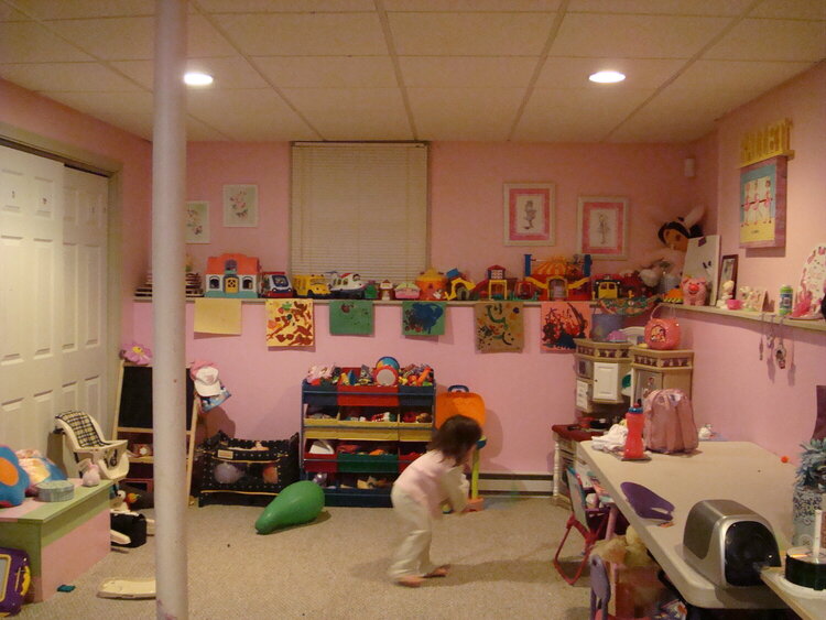 my daughters side of the playroom/scrap room