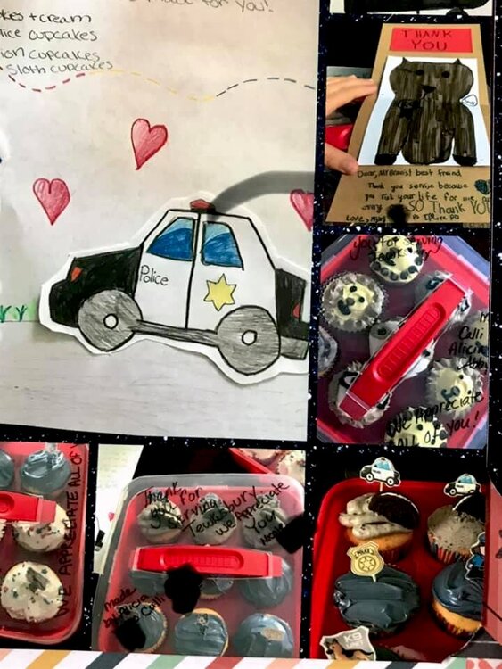 up close of the cupcakes and card for the K9