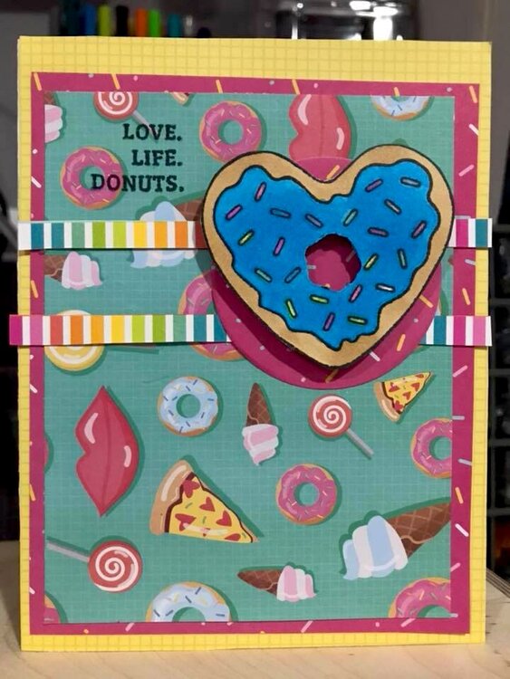 Love. Life.Donuts.  (aug card sketch challenge)