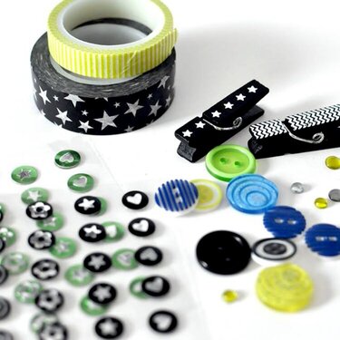 Black Stars/Green &amp; Blue Buttons! Great Combo