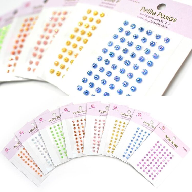 Adhesive Backed Iridescent Tiny Flower Embellishments from Queen &amp; Co