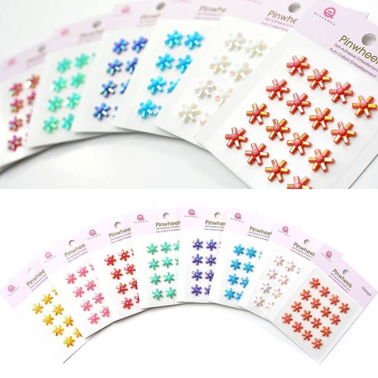 New Adhesive Backed Iridescent Pinwheel Embellishments from Queen &amp; Co