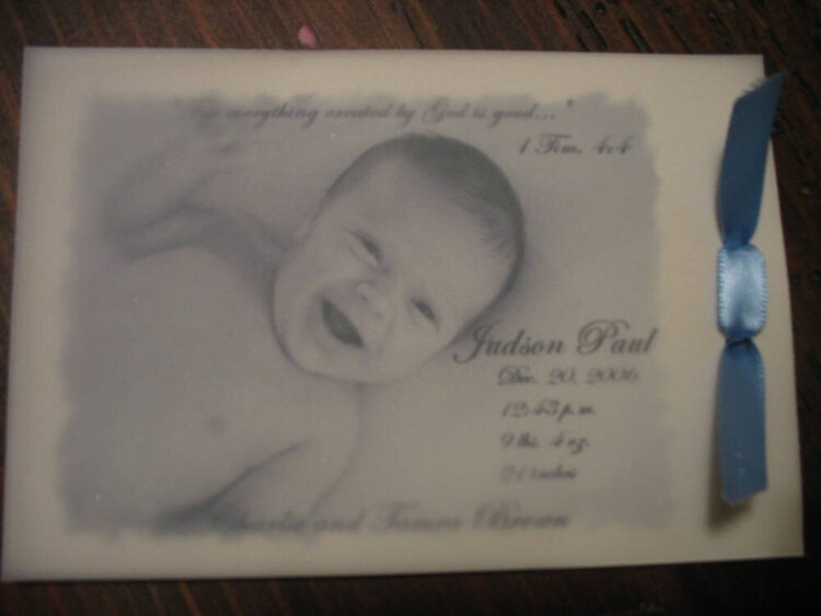 Judson&#039;s Birth announcement completed!