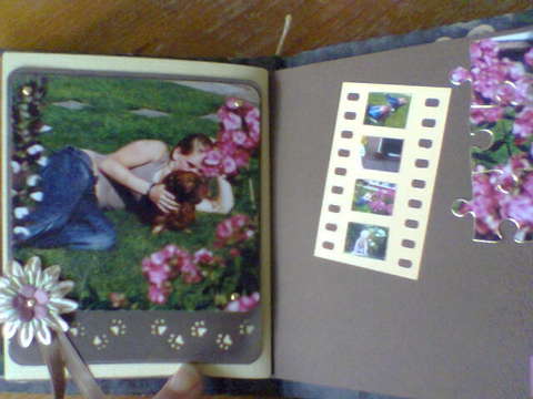 Sewed album out of board - destressed