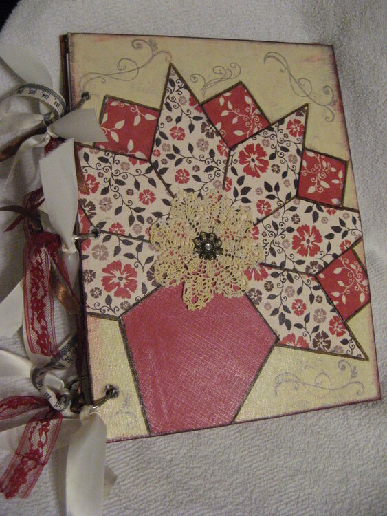 Altered Canvas Journal (Nosegay Quilt block pattern)