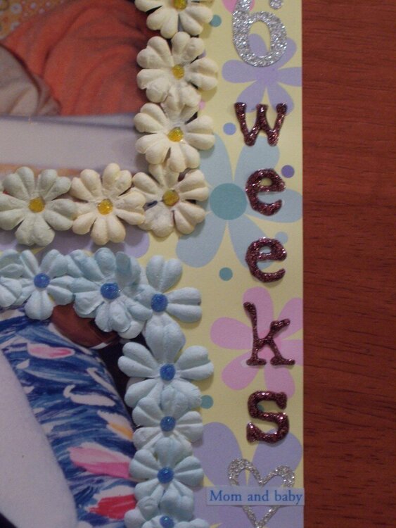 6 Weeks (title made from stickles, rub ons, &amp; stickers)