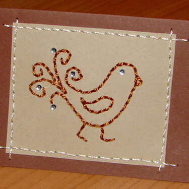 Bird bd card, handstitched.