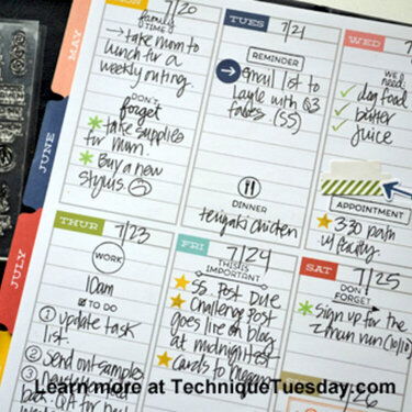 Decorated Weekly Planner Page by Terri - Technique Tuesday