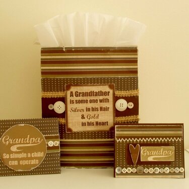 Grandfather Gift Bag and Card w/ envelope *rusty pickle*