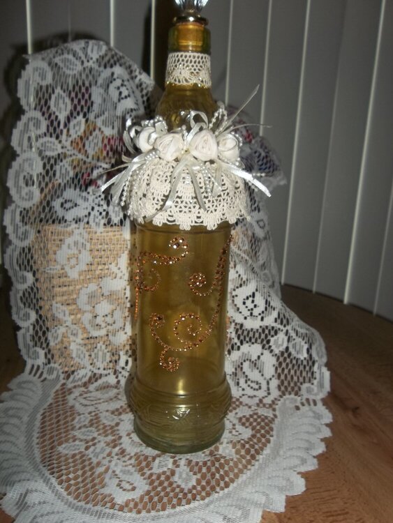 shabby chic bottle for Martica&#039;s swap