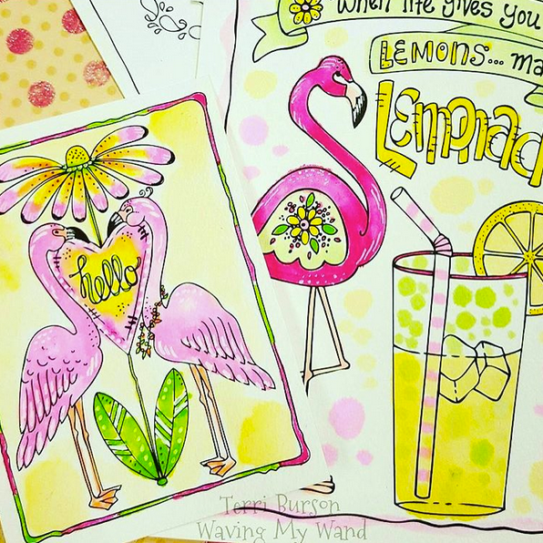 Summertime Watercolor Flamingo and Lemonade Coloring Prints