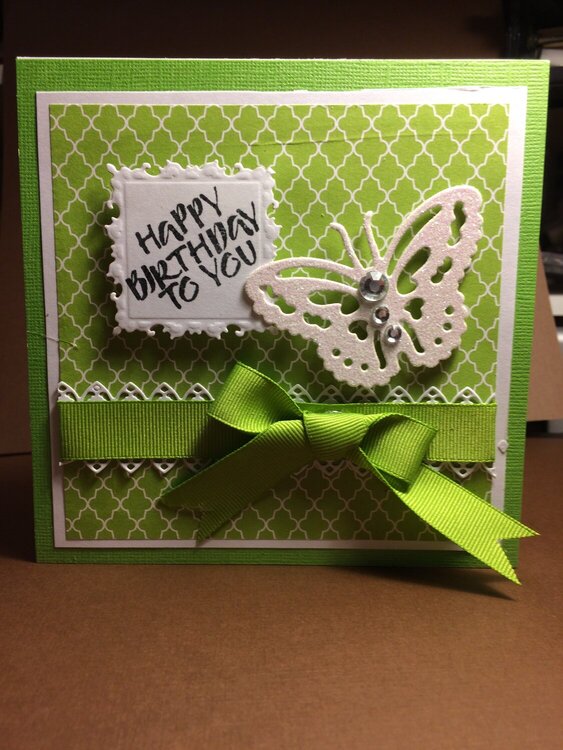 Birthday - Green Square Butterfly