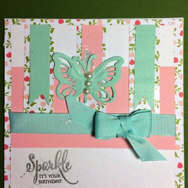 Square Pink and Green Birthday Card