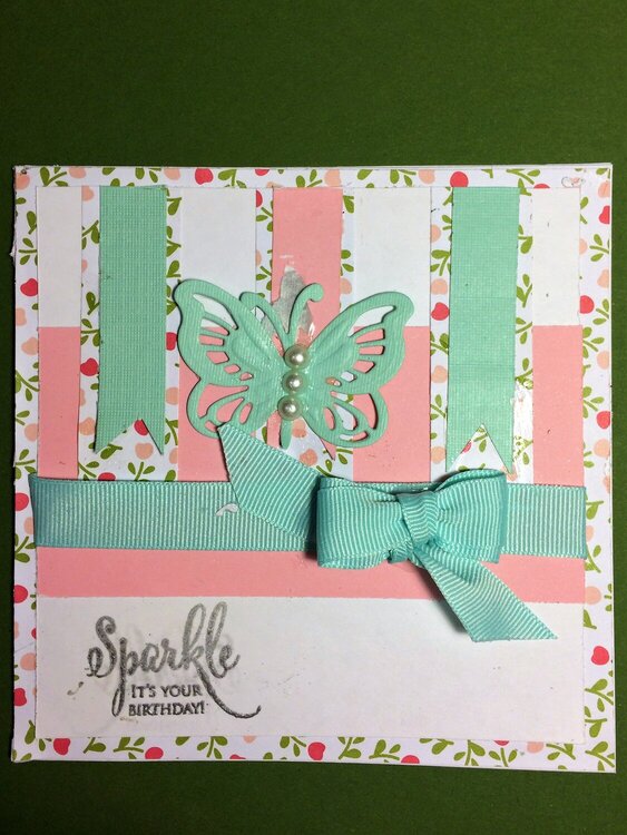 Square Pink and Green Birthday Card