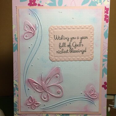 Birthday Card with embossed Butterflies