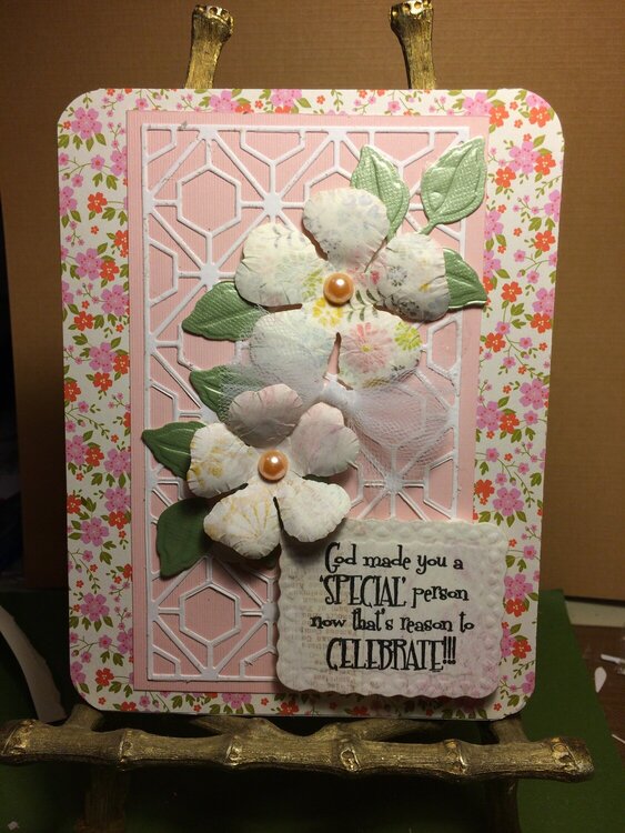 Birthday Card with White Flowers