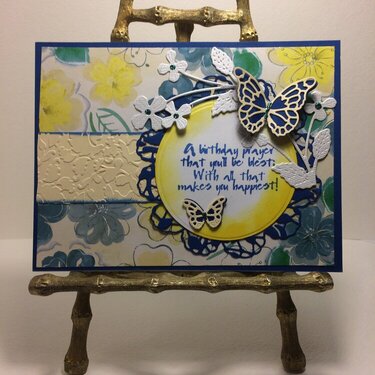Yellow and Blue Birthday Card w/butterflies