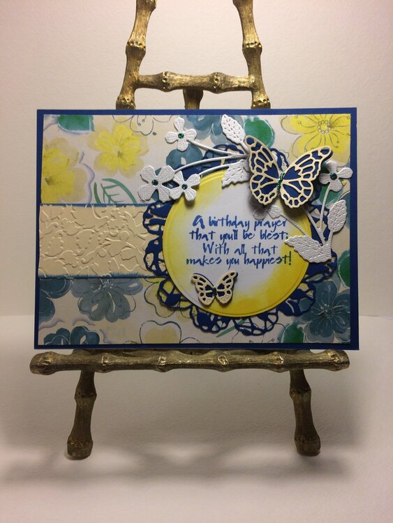 Yellow and Blue Birthday Card w/butterflies
