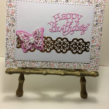 Birthday Card w/butterfly/gold border