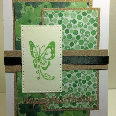 Green Birthday Card w/butterfly  Bonus #6