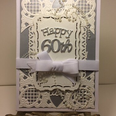 60th Birthday Card white/silver