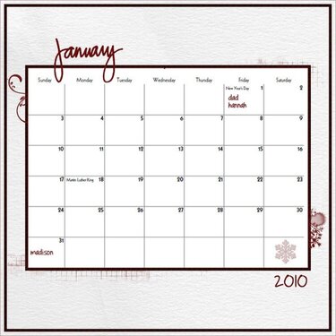 Birthday Calendar - January