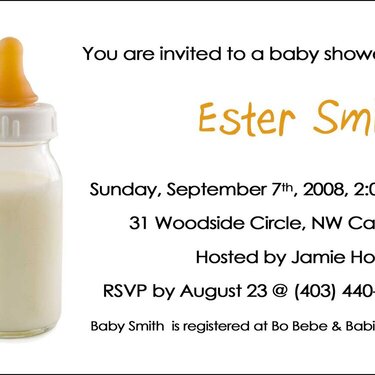 Baby Bottle Shower Card