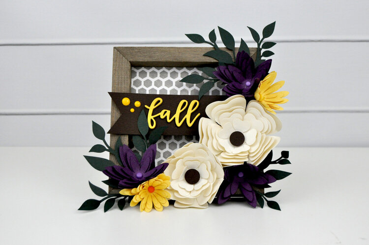 Fall Painted Frame with 3D Flowers