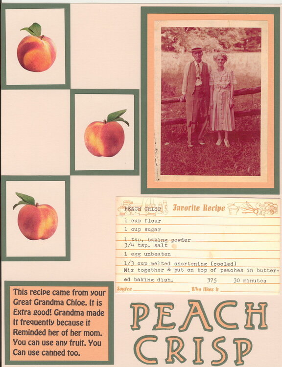 Peach Crisp  Heritage recipe Album