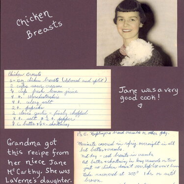 Jane&#039;s Chicken Breasts  Heritage Recipe Album