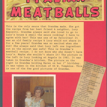 Italian Meatballs  pg 2 Heritage recipe Album