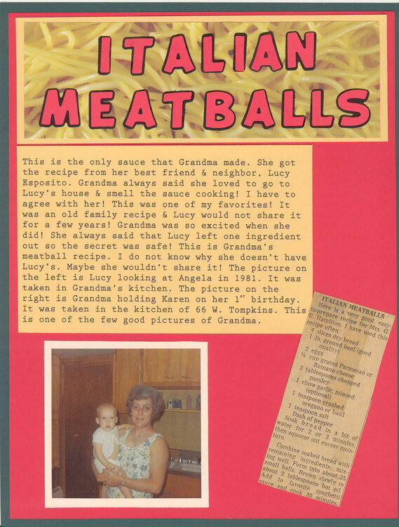 Italian Meatballs  pg 2 Heritage recipe Album