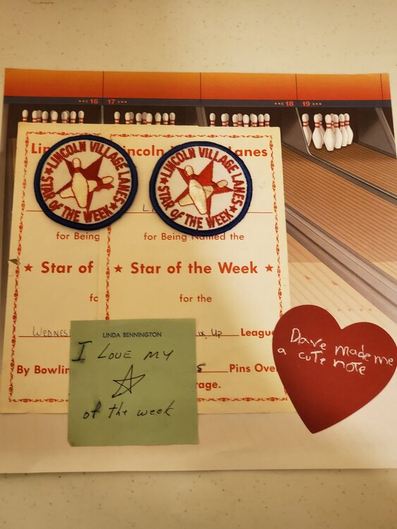 my bowling awards with cute note Dave left