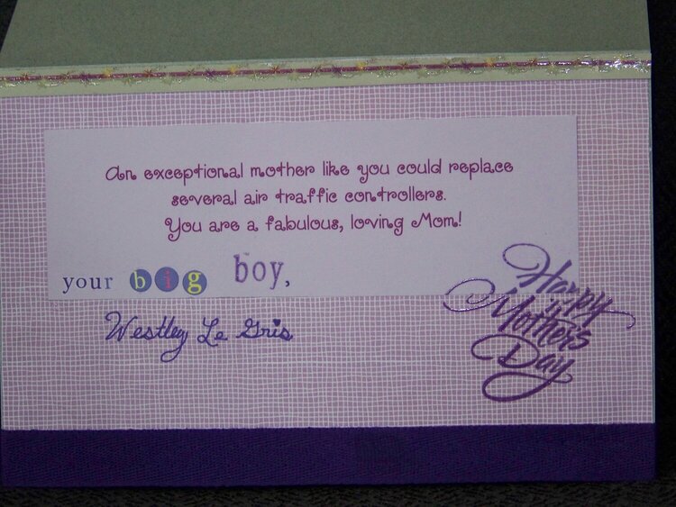 Inside of Mothers Day Card