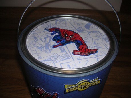 Spiderman altered paint can - lid
