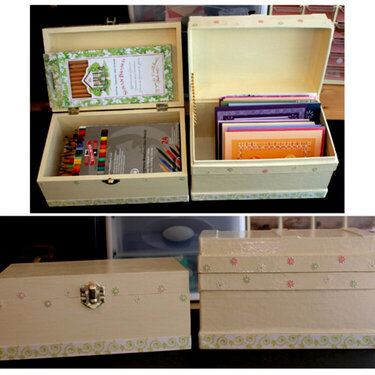 Altered Storage boxes-Colored Pencils and Hand Made cards storage