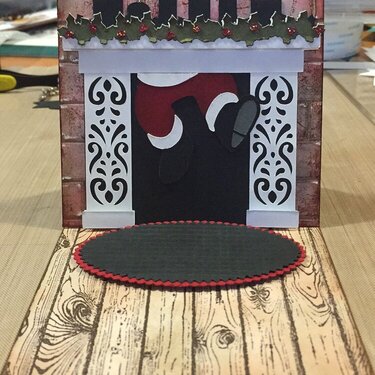 Christmas fireplace easel card
