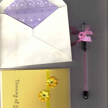 Handmade notecard, matching envelope, and pen