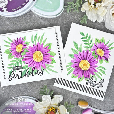 Purple sunflowers layered stencil