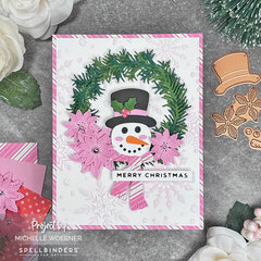 Pink Snowman wreath card