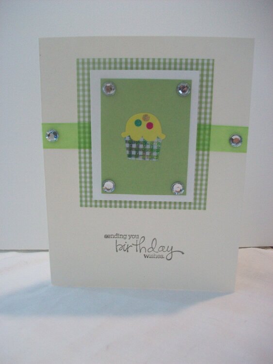 Happy Birthday Green Cupcake Card