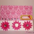 Pink Birthday Flower Cupcake Card