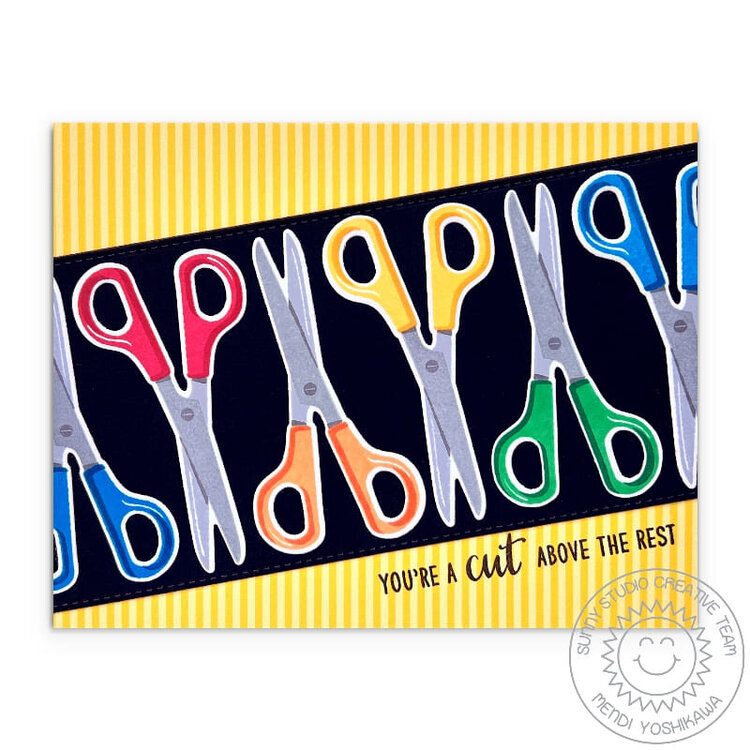 Sunny Studio A Cut Above The Rest Punny Scissors Card by Mendi Yoshikawa