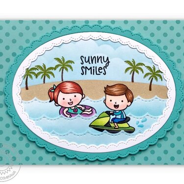 Sunny Studio Stamps Beach Babies Card by Mendi Yoshikawa