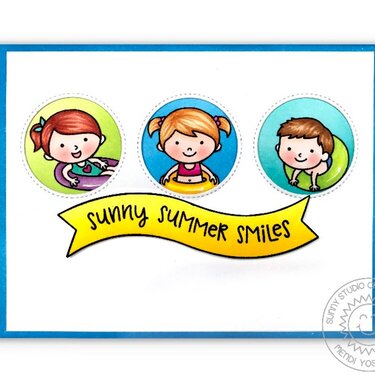 Sunny Studio Stamps Beach Babies Card by Mendi Yoshikawa