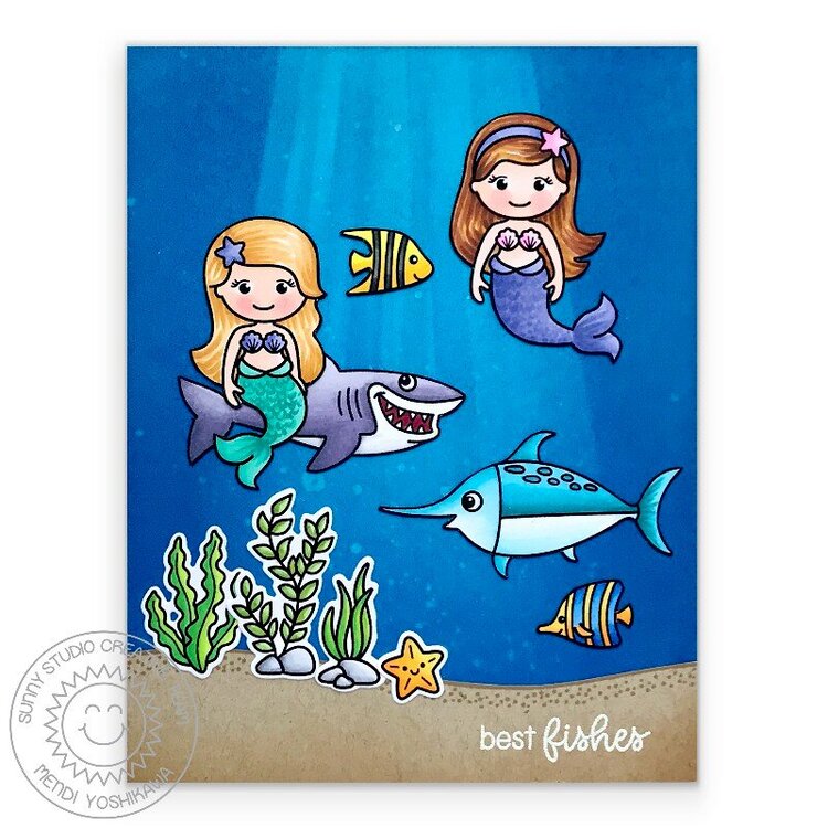 Sunny Studio Stamps Best Fishes Card by Mendi Yoshikawa